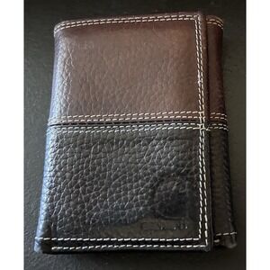 Carhart Men's Leather Tri Fold Wallet Black and Brown New Without Tags No Box
